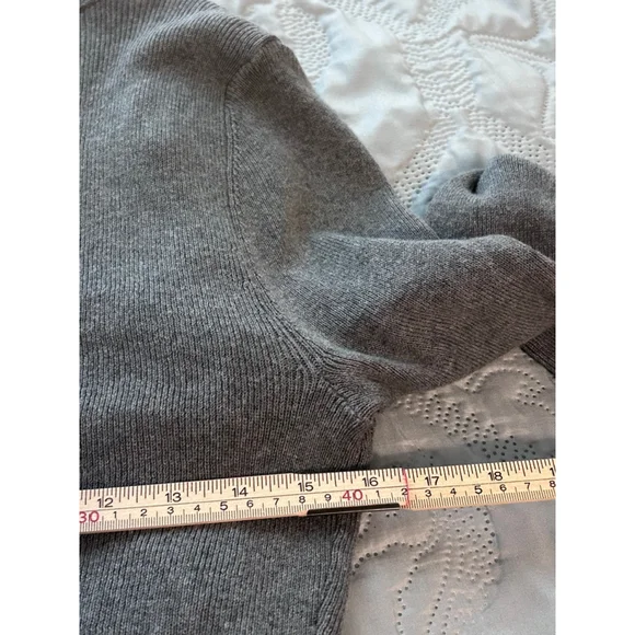 Cache Gray Draped Open Front Cardigan Sweater L Belted Faux Leather Shawl Collar - Picture 8 of 9